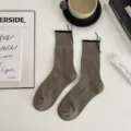 Women combed cotton mid-tube slouchy socks with back slit design, soft and comfortable daily wear. - One Size / Milk Coffee