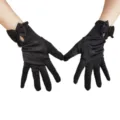 Gants de mariée élégants en satin noir avec nœud, parfaits pour les fêtes et soirées formelles. - Taille unique / Noir