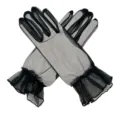 Gants en tulle noir transparent pour femmes avec poignets à volants, élégants gants de mariée. - Taille unique / Tulle à Volants / Noir