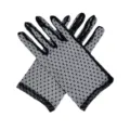 Gants courts en tulles et pois transparents, gants de protection solaire d'ete respirants. - Taille unique / Grille en maille / Noir
