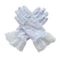 Guanti di pizzo bianco per donne bambini corti con volant floreali guanti eleganti - Taglia unica / Bianco