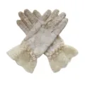 Eleganti guanti corti di pizzo beige per ragazze, perfetti per feste e balli estivi. - Taglia unica / Bianco avorio