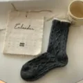 Womens winter thick wool socks mid tube warm knit vintage casual cozy stylish apparel - One Size / 422 Dark Gray