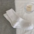 Women's autumn winter thick knit wool socks vintage solid color casual warm slouch socks - One Size / Cable White