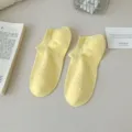 Cute yellow ankle socks for women, breathable thin combed cotton, spring summer everyday wear. - One Size / Milky Yellow
