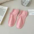 Pink cotton ankle socks for women, breathable low-cut casual daily wear for spring and summer. - One Size / Light Pink
