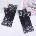 ete noir dentelle protection solaire gants sans doigts respirant court poignet cyclisme - Taille unique / Argent