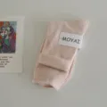 Chaussettes mi-mollet côtelées roses à revers, style macaron doux tricot décontracté. - Taille unique / Rose Crème