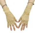 Gants de protection solaire en dentelle beige sans doigts, élégants gants pour femmes. - Taille unique (emballage sur carte) / Kaki