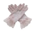 Roze kant handschoenen voor dames en kinderen, korte bloemen mesh handschoenen voor zomerfeest. - Eén maat / Roze