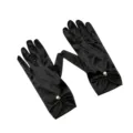 Gants courts de mariee en satin noir avec details de perles elegantes pour soiree et mariage. - Taille unique / Noir