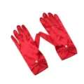 Gants de mariée élégants en satin rouge gants de mariage courts avec perles pour femmes. - Taille unique / Rouge