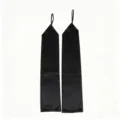 Black long satin finger-loop gloves for evening party wedding bridal opera accessories - Black