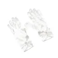 Gants courts de mariée élégants en satin blanc avec une délicate décoration de perles. - Taille unique / Blanc