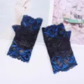 Gants de protection solaire sans doigts en dentelle noire et bleue, gants d'été respirants. - Taille unique / Bleu