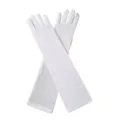 Gants longs et elastiques blancs unis pour soirees et robes de soiree variante accessoire. - 43cm / Blanc
