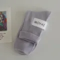 Calzini a coste viola color macaron da donna tubo medio con risvolto stile quotidiano - Taglia unica / viola taro