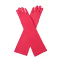 Lange rote Stretch-Party-Gewohnheitshandschuhe, einfarbige Abendkleid-Kostüm-Accessoires. - 43cm / Fuchsia