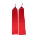Long red satin finger loop gloves, elegant 1920s vintage style bridal wedding dress accessory. - Red