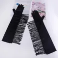 Femmes gants longs a franges noires pour soiree scene performance robe de soiree - Taille unique / Noir