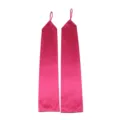 Long hot pink satin gloves with finger loop for wedding party 1920s costume sun protection - Rose Red