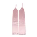 Pink long satin gloves with finger loop for evening party, wedding, bridal and elegant costume events. - Pink