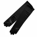 Gants longs noirs en satin pour femmes soirée mariage opéra bal fête costume accessoires - Taille unique / Noir