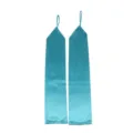 Long satin finger-loop gloves cyan 1920s vintage bridal wedding costume party gloves - Sky Blue