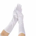 Gants longs en satin blanc pour femmes, gants de soiree elegants et elastiques pour robe. - Taille unique / Blanc