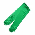 Green satin stretch long gloves for wedding party evening opera performance wear - One Size / Green