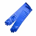 Royal blue satin long gloves 38cm elastic evening party wedding opera prom dress gloves - One Size / Blue