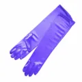 Purple satin long gloves 38cm stretch evening party wedding opera costume formal gloves. - One Size / Purple
