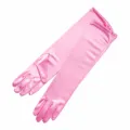 Pink satin long gloves 38cm stretch opera gloves for wedding party evening performance - One Size / Pink
