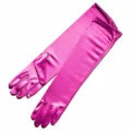 Satin stretch long gloves 38cm fuchsia evening party wedding opera costume gloves for women - One Size / Rose Red