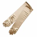 Long Satin Opera Gloves Stretch Champagne Evening Party Wedding Gloves 38cm Elegant - One Size / Gold
