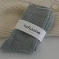 Chaussettes slouch en laine grise pour femmes, chaussettes mi-mollet en tricot chaud. - Taille unique / Bleu Brume Légère