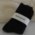 Chaussettes mi-hautes côtelées en laine noire pour femme, douces et chaudes d'hiver. - Taille unique / Noir
