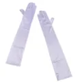 Long lavender satin gloves for women cosplay party evening wedding elegant performance - White