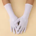 Gants longs blancs en soie de lait pour femmes, élégants pour la scène et protection solaire. - Taille unique / Blanc
