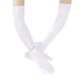 Gants longs en satin blanc pour femmes elegantes pour soiree mariage accessoires - Blanc