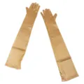 Gold satin long opera gloves for evening party, wedding and cosplay costume wear. - Gold