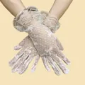 Femmes gants en dentelle blanche été protection solaire élégant nœud papillon fête mariage - Taille unique / Style en dentelle / Blanc