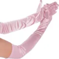 Pink satin long opera gloves 45cm formal evening party wedding stage costume accessories. - One Size / Pink
