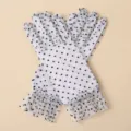Gants de mariage en tulle blanc à pois noirs dentelle courte volants protection solaire élégants - Taille unique / Blanc à pois noirs