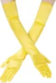 Yellow satin long gloves 45cm evening opera party costume opera gloves women accessories - One Size / Yellow