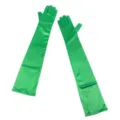 Green long satin gloves for women, smooth opera gloves for evening party, cosplay, and events. - Green