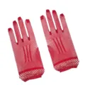 Gants résille rouges pour femmes, gants en dentelle sexy pour soirée spectacle et boîte de nuit. - Taille unique / Rouge