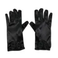 Gants de mariée en satin noir avec nœud, élégants accessoires de robe de soirée courte. - Taille unique / Noir