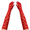 Red long lace gloves for women, elegant 53cm bridal wedding opera evening party accessories - Red