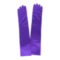 Long purple satin gloves for women, elegant evening party and wedding opera costume accessories. - One Size / Purple
